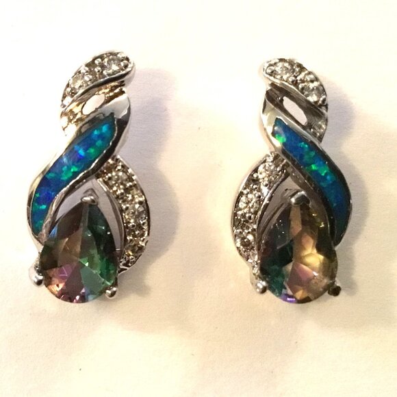 Sterling Silver Cut Crystal Earrings - Picture 2 of 5